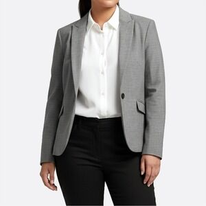 Express One-Button Heather Gray Blazer Size 12 0X L Professional Tailored Jacket